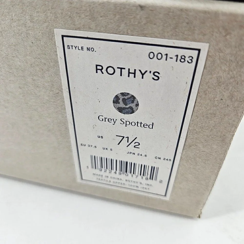 New Rothys The Flat Grey Spotted Womens 7.5 Ballet Flat Shoes Leopard